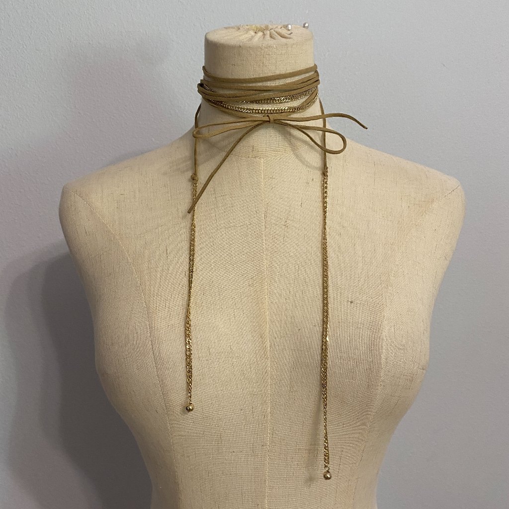 Nwt Ettika Leather And Gold Choker Necklace 9$